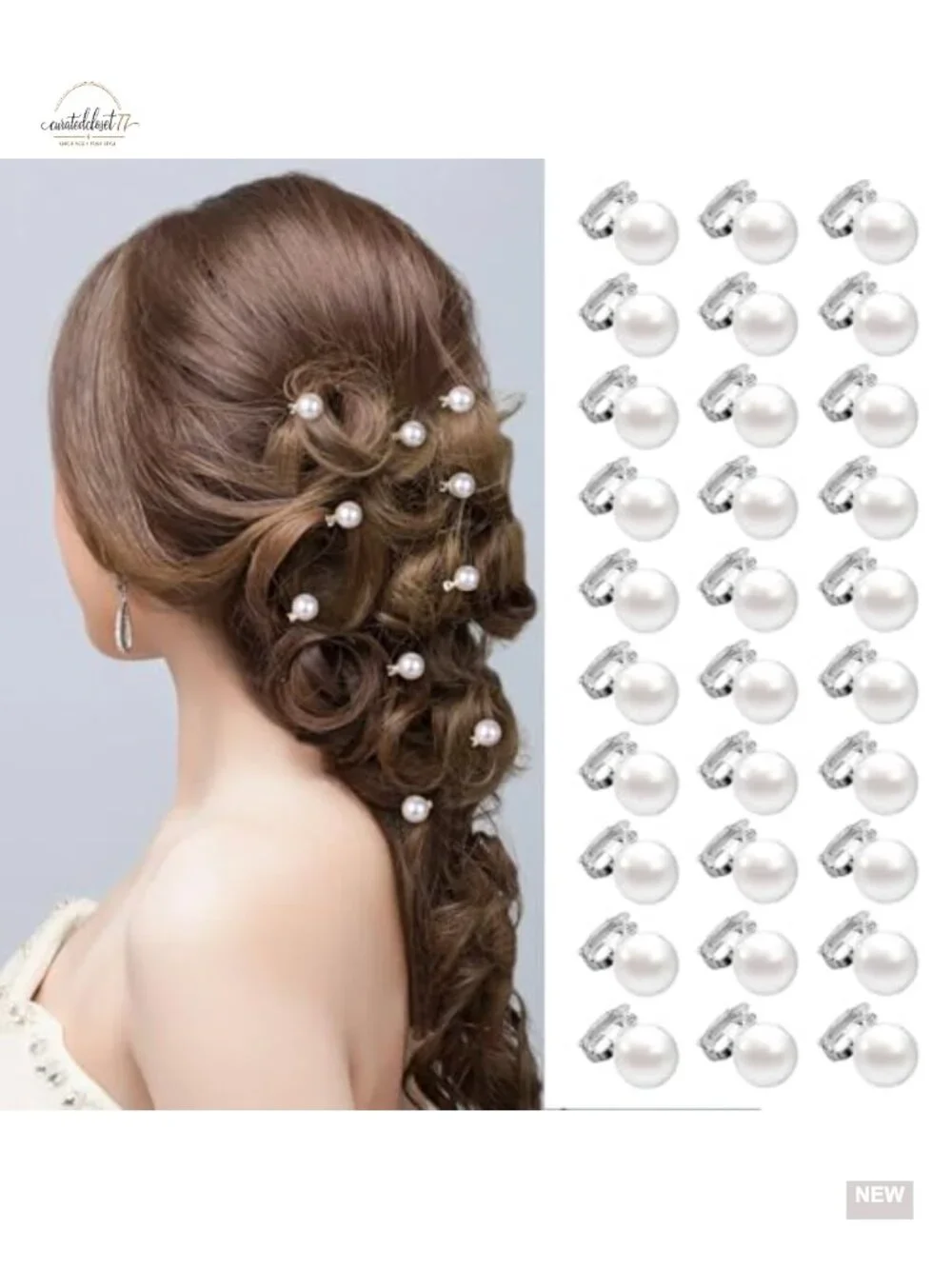 10 Piece Mini Pearl Hair Clips for Women, Sparkling Flower Clips